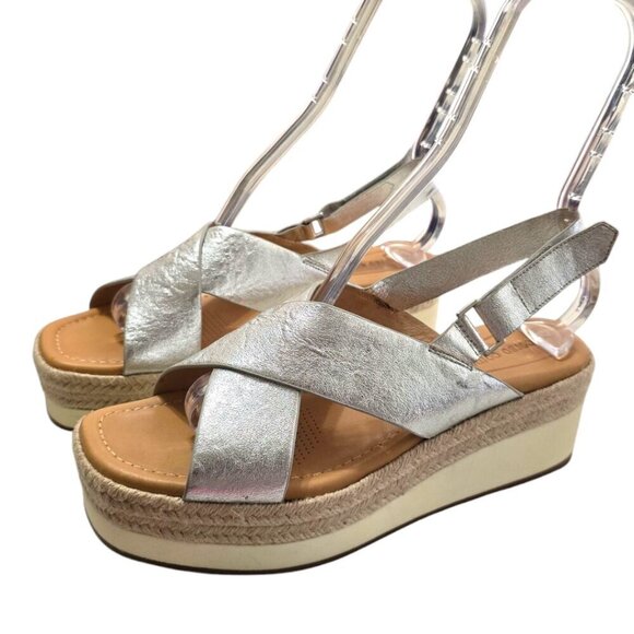 Corso Como Penelopy Silver Leather Platform Sandals Sz 9 - Picture 1 of 11